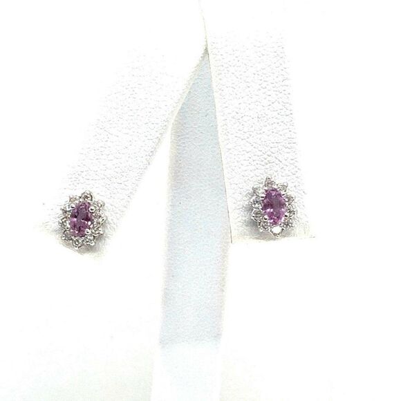 Diamond Sapphire Earrings 18k Gold Stud .90 CTW Certified $2,490 921516 - Picture 4 of 8